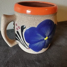 Tonala Pottery Sandy Clay Texture, Hand Painted Folk Art Pottery 12 oz