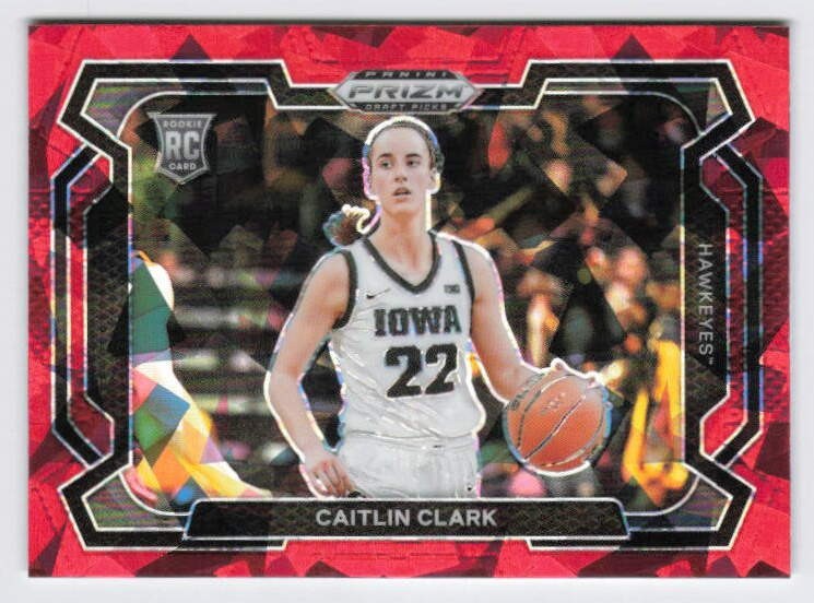 2024 Caitlin Clark RC Panini Prizm Draft Picks Red Cracked Ice Variation #57