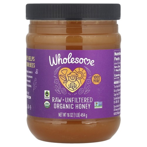 Wholesome Sweeteners Inc  Organic Raw Honey 16 oz 454 g Fair Trade, Gluten-Free,