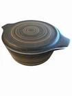 Vintage Pyrex Terra Casserole Dish Black Covered Atomic Rings 2.5 Quartz