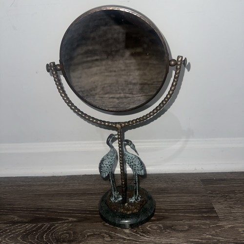 Specchio vanità vintage con base decorativa per uccellini gru - Foto 1 di 5