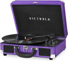 Journey Bluetooth Portable Suitcase Record Player   with Built-In Speakers, 3 Sp