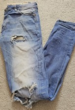 Mens Blue Ripped Jeans Size 34 Preloved Excellent Condition