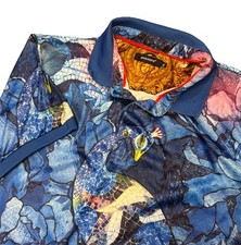 Barabas Blue Peacock Polo Men's XL Shirt Colorful Bold