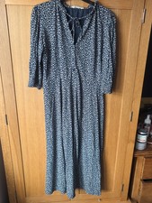 Seasalt Ladies Blue And White Felicity Midi Sleeve Organic Cotton Dress Size 12