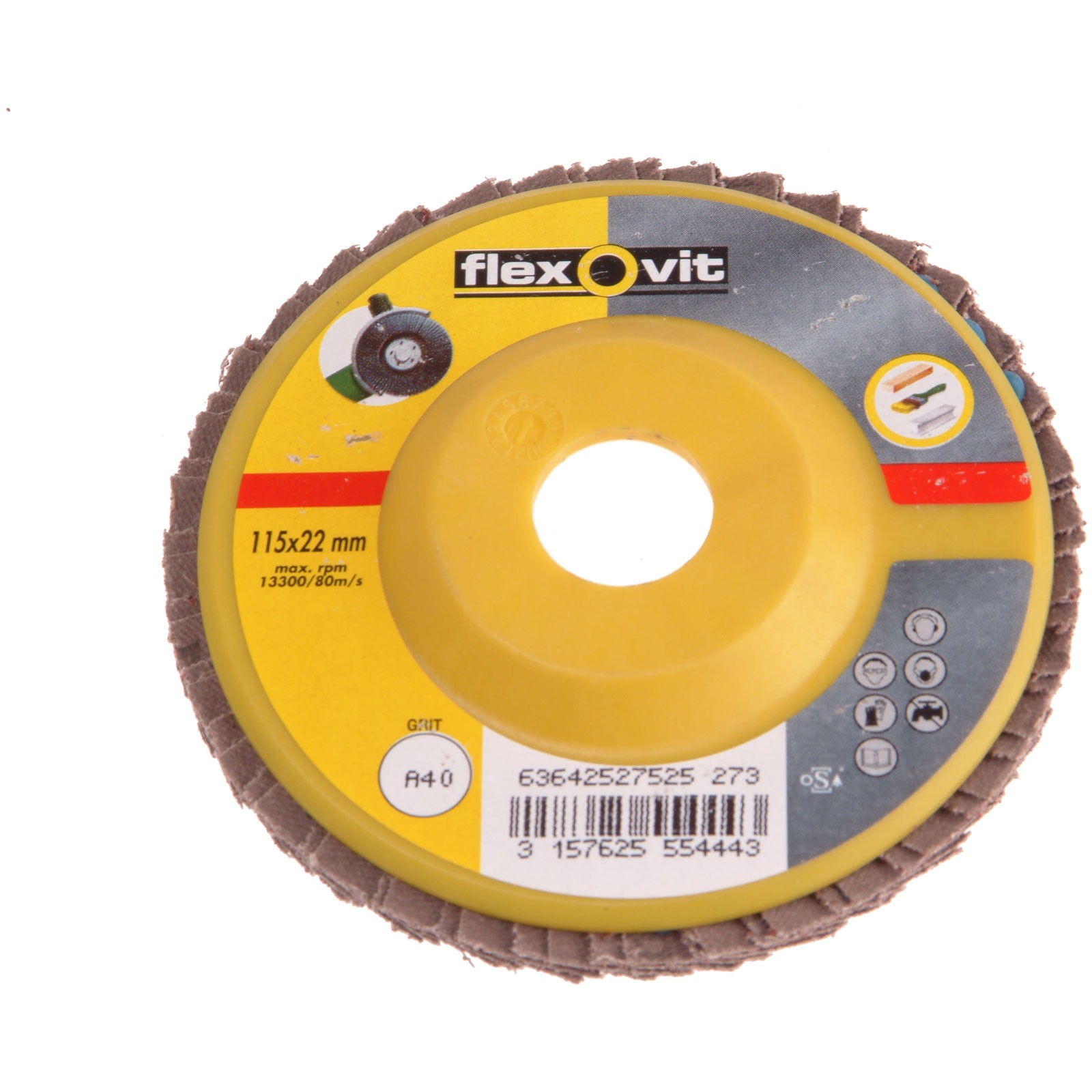 Flexovit Flap Discs For Angle Grinders 115mm Coarse 40G - Single