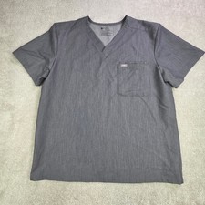 FIGS Leon Scrub Top Mens XL Graphite Gray V-Neck Chest Pocket FM1500