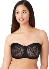 WACOAL WOMEN'S HALO LACE STRAPLESS CONVERTIBLE BRA - SIZE: WOMEN 36D - BLACK