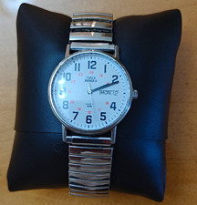 Timex Indiglo Quartz Analog Watch Day/Date White Dial SS Bracelet 35mm WR