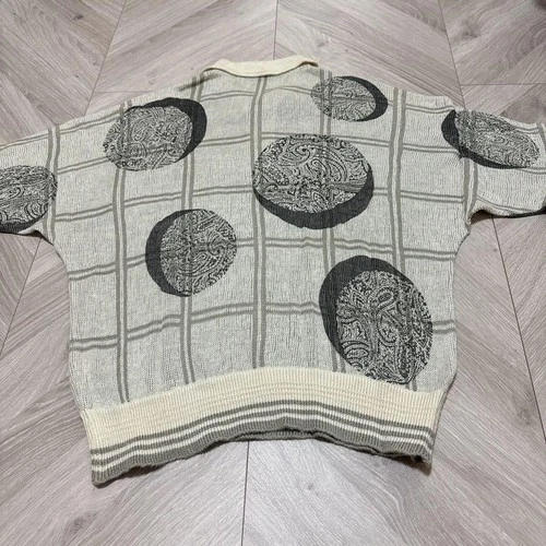 VESTOPIA Vintage Knit Top Check & Paisley Pattern Free Size image 8