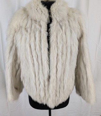 SAGA FOX ROYAL Real Blue Fox Fur Coat Jacket Vintage Women Soft M-L