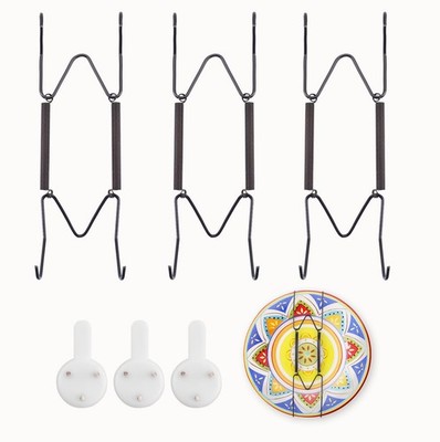 3 PCS Plate Hangers Wall 68 Inch Stainless HeavyDuty Wire Holder Black