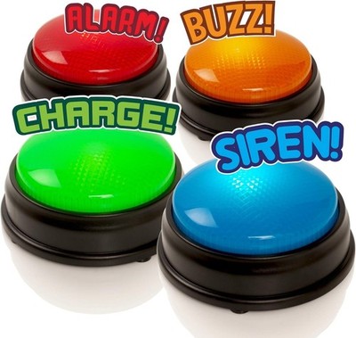 Learning Minds Answer Buzzers - 4er Set Lichter & Sounds - Pub Quiz & Spieleabend