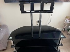TV Stand Black Tempered Glass Can Withhold Up To An 75 Inch TV