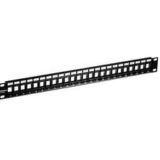 24-Port Blank Keystone Patch Panel, 1U Metal Rackmount