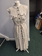 Set Ladies Button Thru Beige Dress Size 8 CHARITY SALE