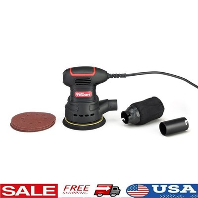 2.5A Corded 5in Orbital Sander Dust Bag Vacuum Adapter 3 Sanding Sheets New