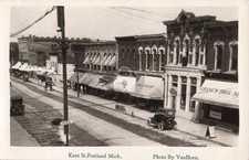 Street View Kent St., Portland MI Michigan #5 RPPC Photo Postcard COPY