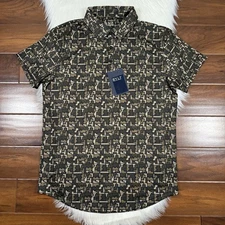 BYLT Men's Size XL Green Mojave Camo Print 19th Hole Polo Shirt