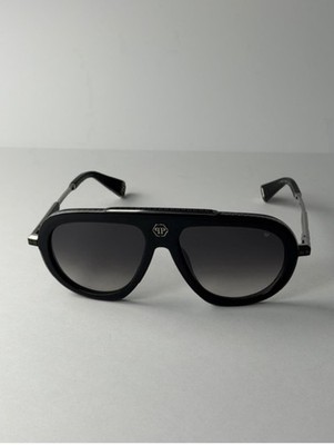 Philipp Plein SPP151V 700Y Black/Gray Titanium Sunglasses New Authentic