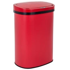 13 Gal Stainless Steel Touchless Trash Can Red w/ Motion Sensor for Kitchen Offi