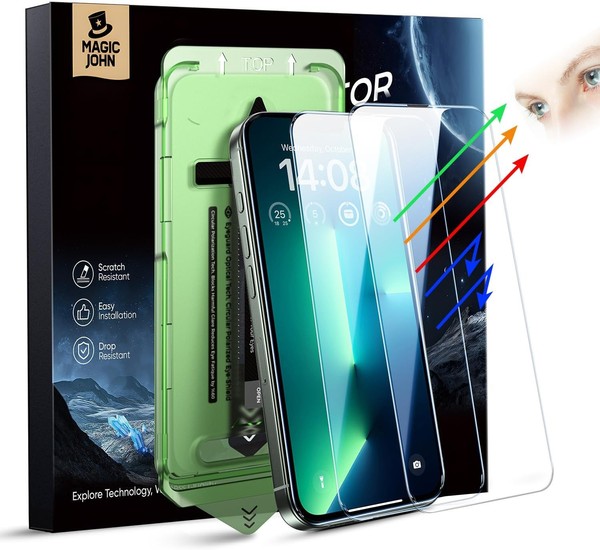 Displayschutz FüR Iphone 16/14/13 Pro - Anti-Blaulicht, 9H GehäRtetes Glas,-image