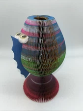 Paper Hat Googly Eyes Fish Fin Colorful Expandable Accordion Corrugate Honeycomb