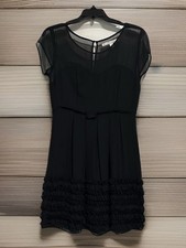 LC Lauren Conrad Black Sheer Ruffle Little Black Dress, Women’s 10, RN 73277