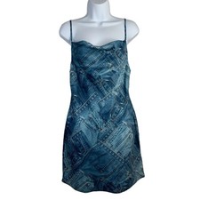 Urban Outfitters Sz S Dress UO Mallory Cowl Neck Slip Denim Jeans Print Women’s