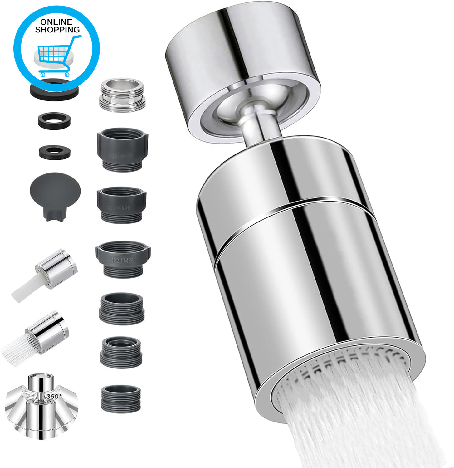 Kitchen Tap Spray Head, 360° Swivel Spout Kitchen Sink Tap, Tap Faucet Attachmen