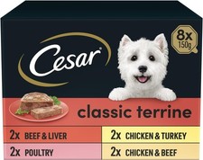 24 x 150g Cesar Classics Adult Wet Dog Food Trays Mixed Selection in Loaf & 6.25 per kilo