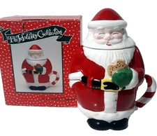 Holiday Collection Rolly Polly Santa Stackable Cream/Sugar Bowls with Lid Set
