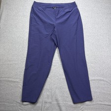 Eileen Fisher Ponte Ankle Pants Womens Large Blue Pull On Elastic Waist Stretch