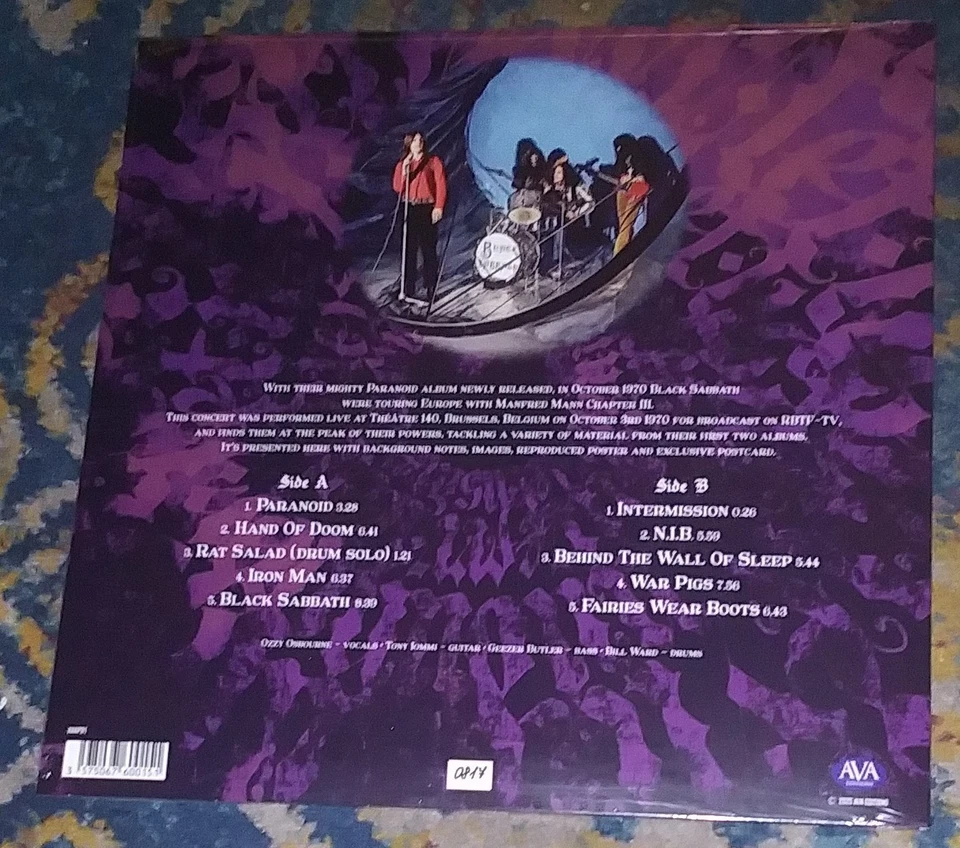 BLACK SABBATH LIVE IN BRUSSELS, BELGIUM 1970 AVA Picture Disc 180g Numbered 0814 - Image 2 of 2