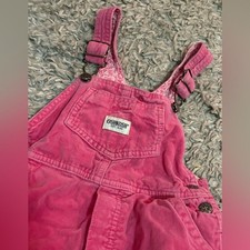 OSHKOSH 3T VINTAGE velour toddler Bright Pink Kids Overalls excellent cond