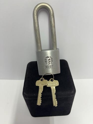 BEST keyed steel padlock long shackle rectangular body