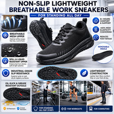 Men Non Slip Work Shoes Slip Resistant Kitchen Chef Food Service Sneaker Cushion