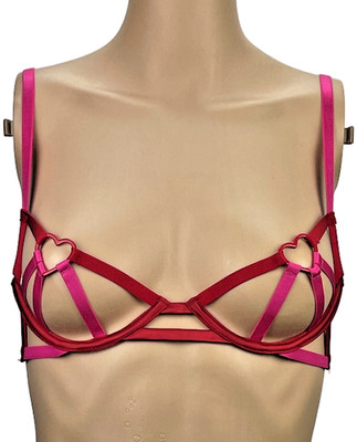 VICTORIA'S SECRET VERY SEXY HEARTWARE OPEN CUP STRAPPY DEMI BRA SIZE S-DD M-DD