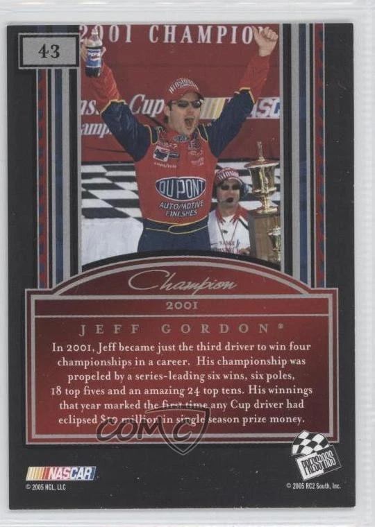 2005 Press Pass Legends Jeff Gordon #43 HOF - Image 2 of 2