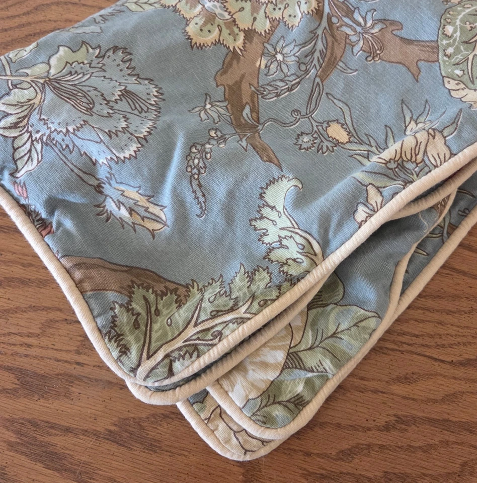 Almohada estándar Pottery Barn farsa azul tostado jacobeo floral lino mezcla de algodón Foto 2 de 4