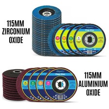 FLAP GRINDING SANDING DISCS 115MM 4.5" 40 60 80 120 GRIT WHEELS ZIRCON/ALUMINIUM