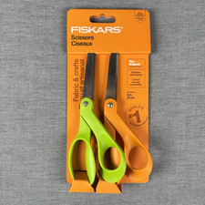 Fiskars 8" Scissors Stainless Steel Blades 2-Pack Limited Edition Green  Orange