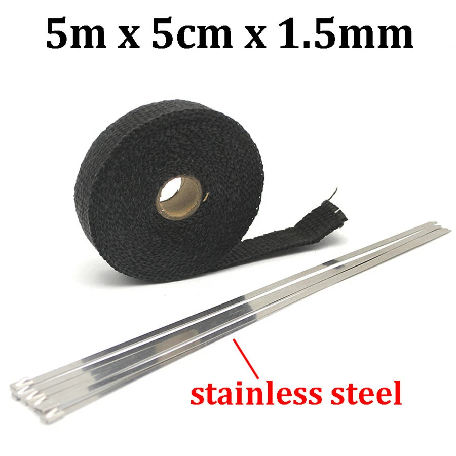 5M Exhaust  Header Heat Wrap Resistant SS Tie Manifold Insulation Cloth Roll — 第 2/4 张图片