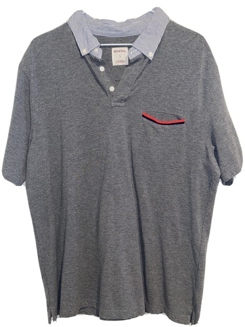 Merona Mens Polo Shirt Sz L Solid Gray Short Sleeve Collard Button Down | eBay