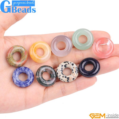 3pcs Semi Precious Scraping Donuts Beads Jewelry Making Beads 15" Chakra 20mm - Picture 4 of 88