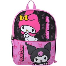 My Melody Kuromi Backpack 15" Sanrio Hello Kitty Plain Front