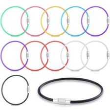12 Pack Stainless Steel Loops Wire Keychain Cable Keyrings for Luggage Tags