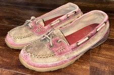 Twisted X Women's Sz 7 M Driving Moccasin Dusty Tan Pink Leather Lace Up WDM0008
