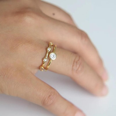 Bague Femme En Or 750 Plaqué 18 Carats Avec Zirconium Cubique - Imperméable - Neuf Avec Étiquettes