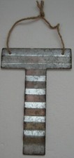 Corrugated Metal Letter T 7.5" Industrial Rustic Wall Plaque